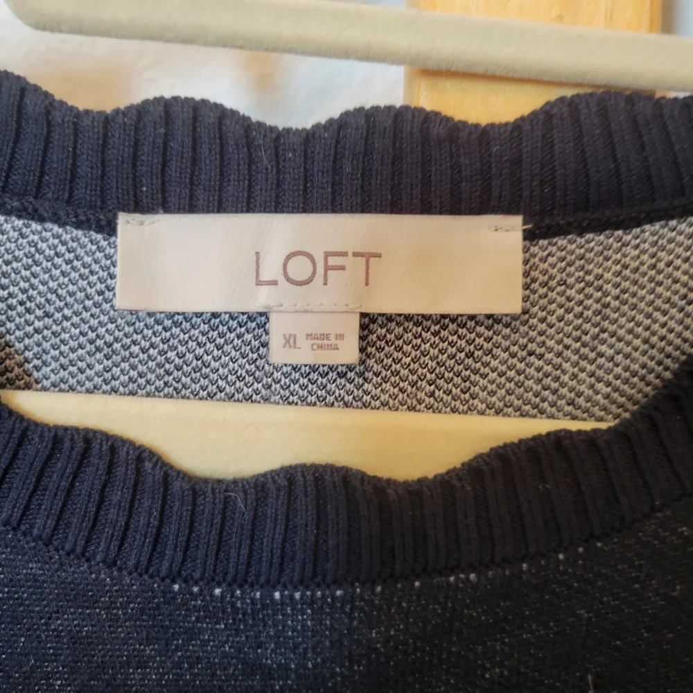 LOFT Navy Sweater with Floral Pattern - Picture 2 of 4